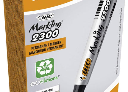 BIC Marking 2300 ECOlutions Permanent Markers – Blue, Medium Tip (Box of 12)
