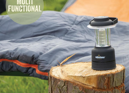 Milestone Camping 52560 12 LED Lantern with Compass & Dimmer – Black