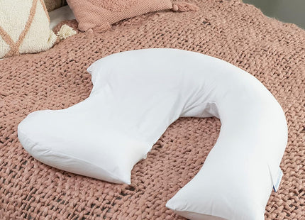 dreamgenii Pregnancy Support & Feeding Pillow White Cotton Jersey Maternity Pillow