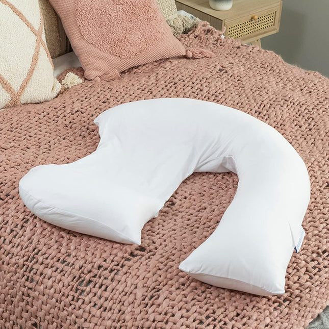 dreamgenii Pregnancy Support & Feeding Pillow White Cotton Jersey Maternity Pillow