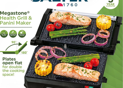 Salter Megastone Health Grill & Panini Maker – 850W Electric Grill, Black