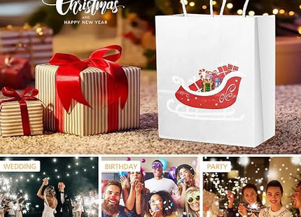 GIFTSAY Small White Paper Gift Bags with Handles 15 x 8 x 21cm – 100 Pack