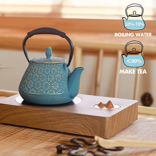 GUANGHEIRON 950ml Cast Iron Teapot with Infuser – Blue Sakura