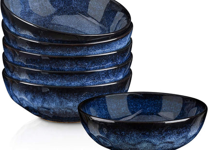 Vicrays 6 Piece Ceramic Bowl Set 940ml – Starry Blue Large Soup, Cereal & Pasta Bowls