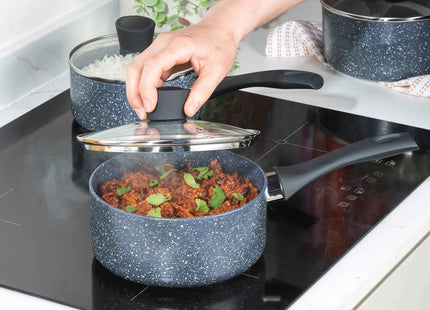 Russell Hobbs Nightfall Stone 3-Piece Saucepan Set – 16/18/20cm