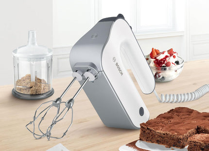 Bosch MFQ4850 Styline 575W Hand Mixer – 5 Speeds, FineCreamer Beaters, White/Silver