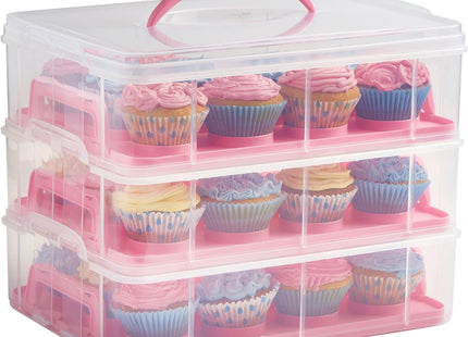 VonShef Cupcake Carrier with Handle – Three and Two Tier Cake Box