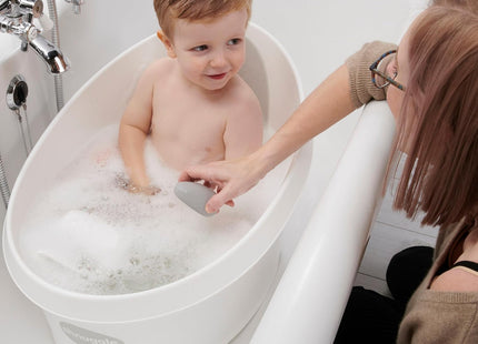 Shnuggle Toddler Bath Tub White & Light Grey, Spacious Non-Slip Bath with Foam Backrest