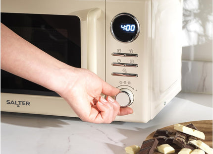 Salter Retro Digital Cream Microwave 20L 800W – 8 Auto Programmes, Defrost