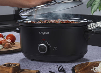 Salter Kuro 6.5L Slow Cooker – Family Size, 3 Heat Settings, Keep Warm, Black, 320W