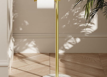 KES Freestanding Toilet Roll Holder with Marble Base SUS304 Stainless Steel Brushed Gold