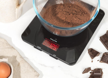 Salter Digital Kitchen Scale 10KG Glass Platform with Backlit Display – Black