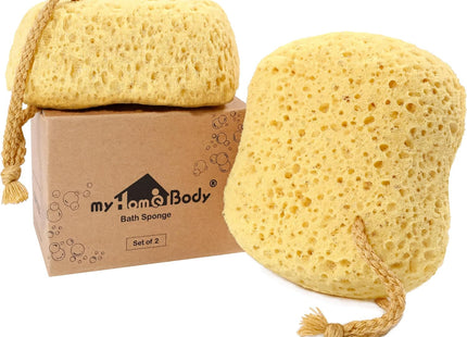 myHomeBody Bath Sponge Foam Loofah 2 Pack Large Exfoliating Shower Sponges Yellow