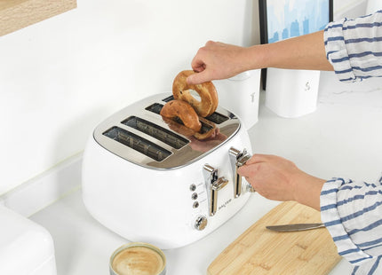 Salter Boston 4-Slice Toaster – Wide Slots, 6 Browning Levels, Ice White