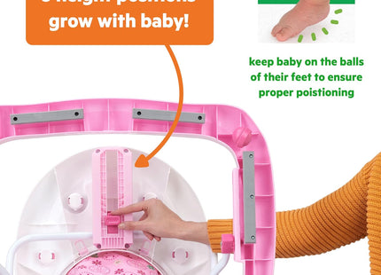 Bright Starts JuneBerry Walk-A-Bout Baby Walker – Adjustable Height, Lights & Sounds, 6 Months+