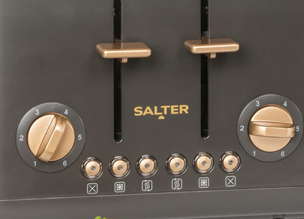 Salter Pebble 4-Slice Toaster – Wide Slots, 6 Browning Levels, Charcoal, 1630W