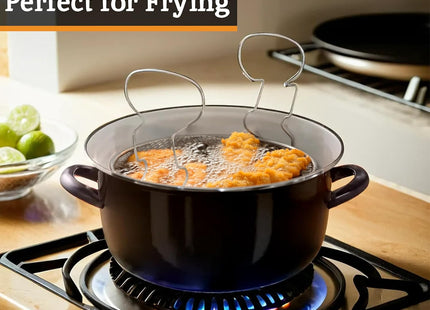 Premier Housewares 5L Deep Fryer with Pyrex Lid – Enamel Steel, Black