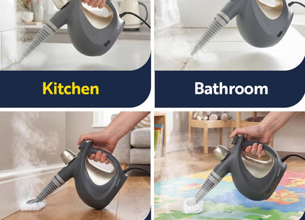 Beldray BEL0701TT 10-in-1 Handheld Steam Cleaner 1000W Multi Surface Cleaner Grey