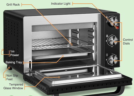 VonShef Mini Oven & Grill 30L – 1600W Tabletop Electric Cooker with Timer
