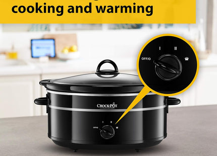 Crock-Pot 6.5L Slow Cooker with Removable Ceramic Bowl and Kitchen Utensils – Black