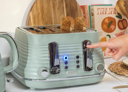 Salter Ripple 4-Slice Toaster – Wide Slot, Sage Green, 6 Browning Levels