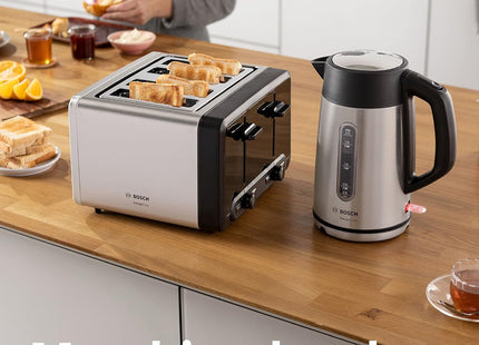 Bosch DesignLine Plus 4 Slice Toaster Stainless Steel Silver TAT4P440GB