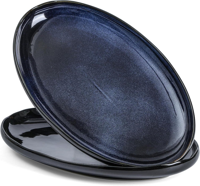 VICRAYS 14.5" Oval Ceramic Serving Platters Set of 2 – Blue Porcelain