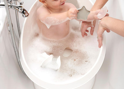 Shnuggle Toddler Bath Tub White & Light Grey, Spacious Non-Slip Bath with Foam Backrest