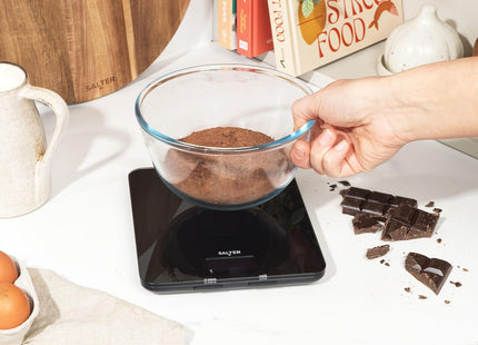 Salter Digital Kitchen Scale 10KG Glass Platform with Backlit Display – Black
