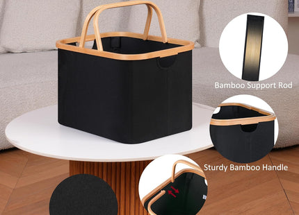 efluky 43L Foldable Laundry Basket & Storage Hamper with Bamboo Handles