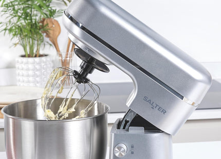 Salter Aspen Stand Mixer 5L 1300W with Stainless Steel Bowl, 8 Speeds & Pulse Silver