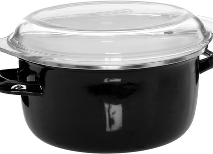 Premier Housewares 5L Deep Fryer with Pyrex Lid – Enamel Steel, Black