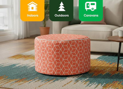 Gardenwize Inflatable Cube Ottoman Chair – Terracotta Portable Garden & Camping Seat
