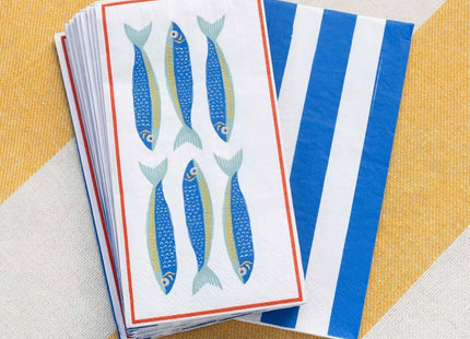 Talking Tables Fish Long Lunch Paper Napkins 40cm – 16 Pack, 3-Ply FSC Recycled Paper