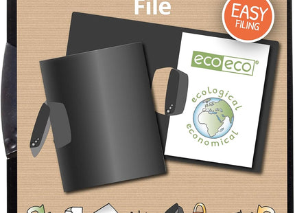 eco-eco A4 Swing Lock File – Black, 95% Recycled, 600 Micron Cover