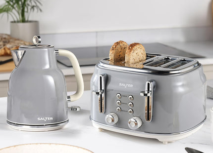 Salter Retro 1.7L Kettle – Grey, 3KW Rapid Boil, Vintage Design