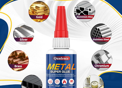 Quadence Metal Super Glue 35g Heavy Duty Waterproof Heat Resistant Clear Adhesive