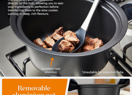 Good Food x Tower 6.5L Digital Slow Cooker with Delay Timer – Black & Stainless Steel