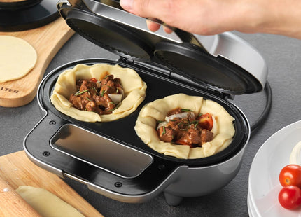 Salter XL Double Pie Maker 900W – Twin Deep Fill Non-Stick Pie Machine with Locking Latch