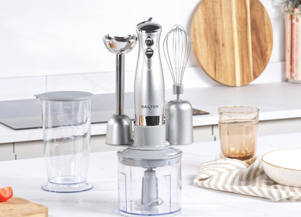 Salter Aspen 3-In-1 Hand Blender Set – Whisk, Blend & Chop, Silver