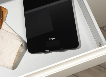 Salter Digital Kitchen Scale 10KG Glass Platform with Backlit Display – Black