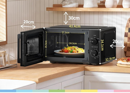 COMFEE' 20L Compact Solo Microwave 700W with Inverter & 5 Power Levels – Black