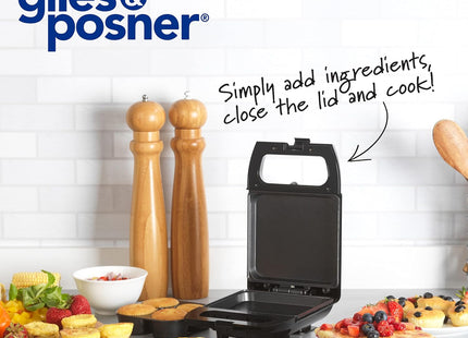 Giles & Posner EK4488G 2 in 1 Party Snack Maker 600W Non-Stick Mini Treat Maker Black