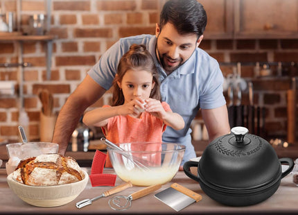 NZQXJXZ Cast Iron Dutch Oven 5QT – Non-Stick Pot with Lid & Bread Baking Set