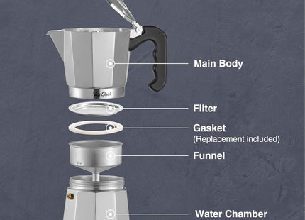 VonShef Stovetop Coffee Maker – Italian Espresso Moka Pot