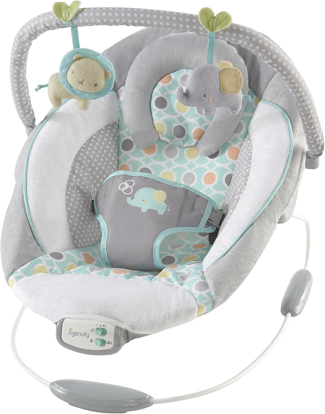 Ingenuity Morrison Soothing Baby Bouncer – Plush Musical Baby Seat with Vibrations