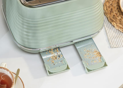 Salter Ripple 4-Slice Toaster – Wide Slot, Sage Green, 6 Browning Levels