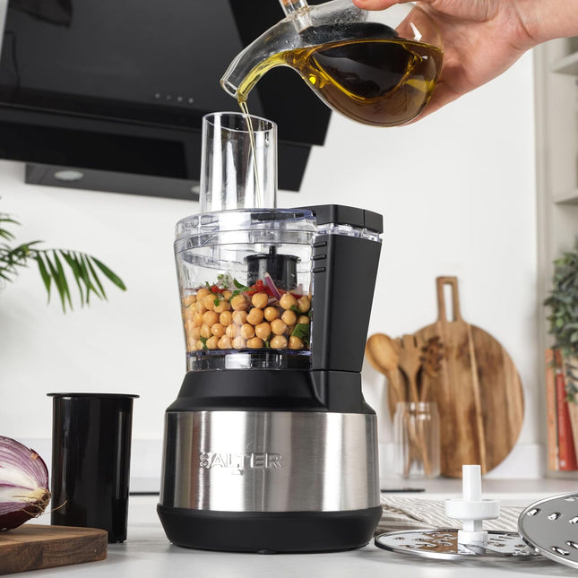 Salter Food Processor 300W 600ml Mini Chopper with Slice Discs Black - USED