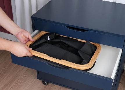 efluky 43L Foldable Laundry Basket & Storage Hamper with Bamboo Handles