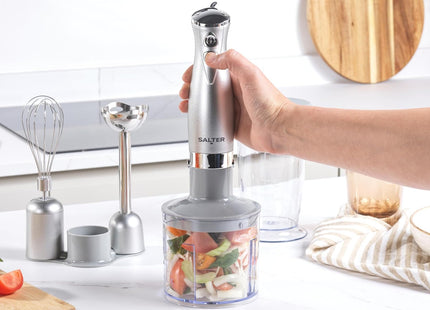 Salter Aspen 3-In-1 Hand Blender Set – Whisk, Blend & Chop, Silver
